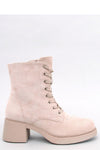Elegant Women's Lace-Up Heeled Boots In Organic Suede With 6cm Wide Heel & Soft Fur Lining