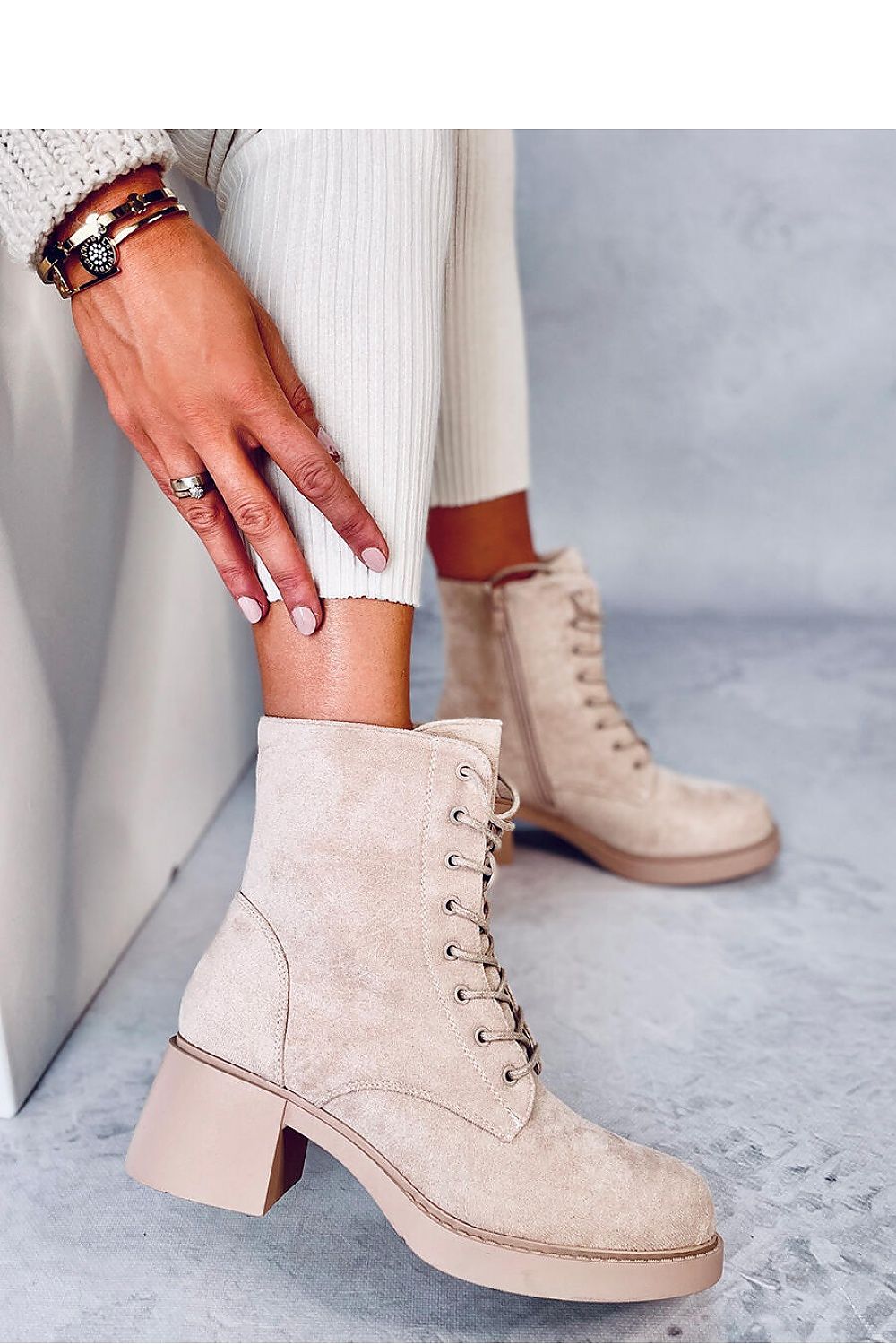 Elegant Women's Lace-Up Heeled Boots In Organic Suede With 6cm Wide Heel & Soft Fur Lining