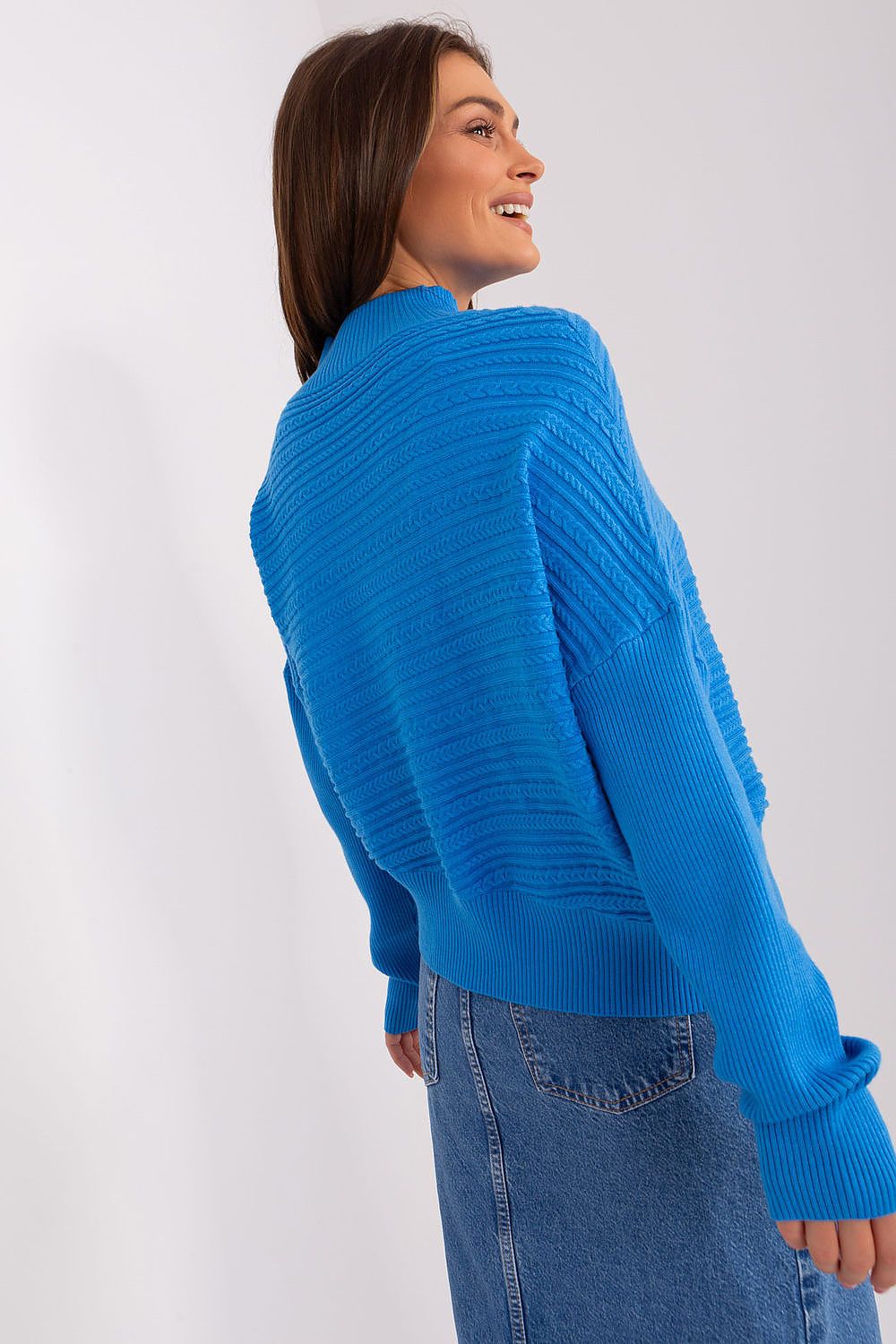 Luxurious Women's Variegated Knit Sweater with Low Turtleneck and Long Sleeves - Casual Style