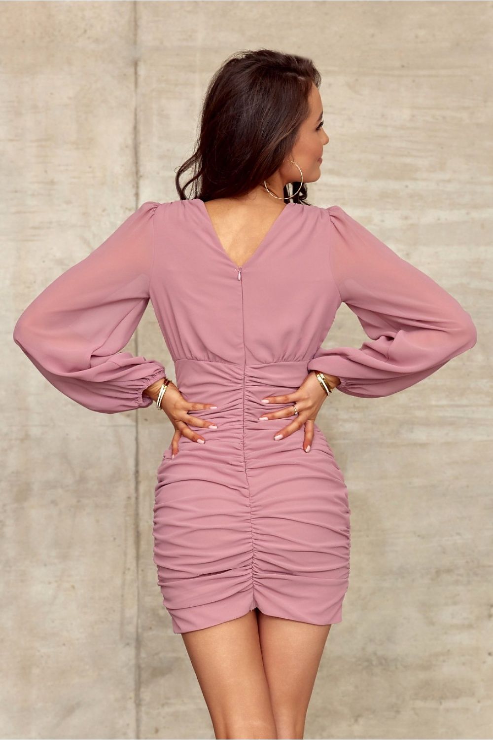 Roco Fashion Elegant Mini Dress with V-Neckline and Draped Silhouette - Perfect for Celebrations