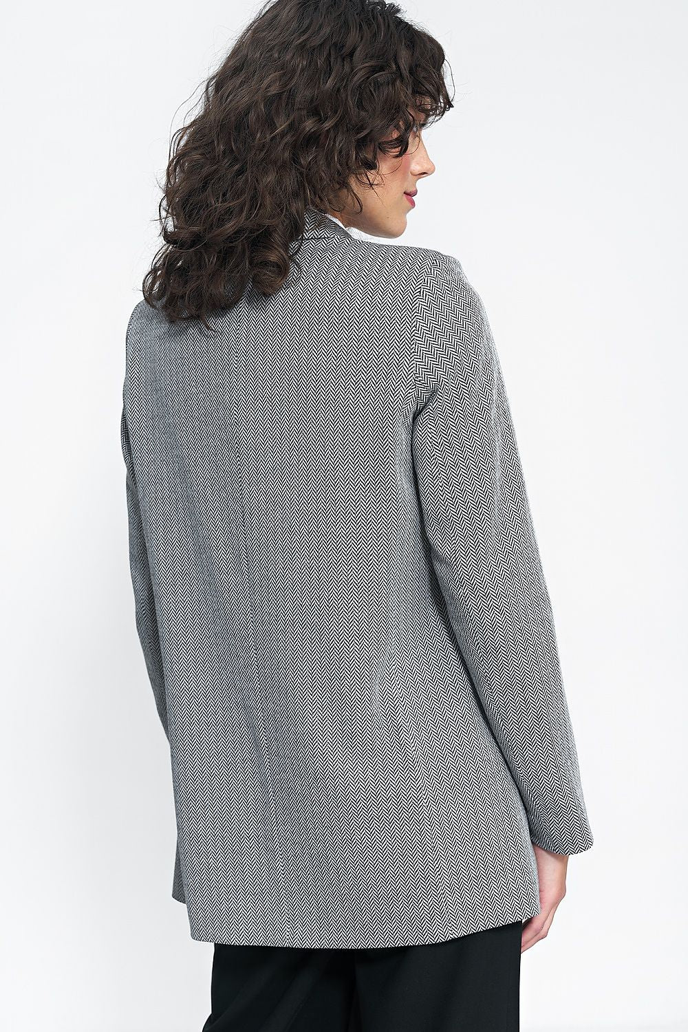 Elegant Unlined Patterned Jacket By Nife - Versatile Fashion For Work, Dates, and Celebrations