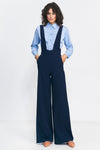 High-Waisted Jumpsuit with Suspenders and Pockets | Vintage-Inspired Wide Leg Design