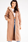 Luxurious Awama Long Loose-Fitting Sweatshirt with Hood, Pockets and Side Slits - Perfect Comfort Wear