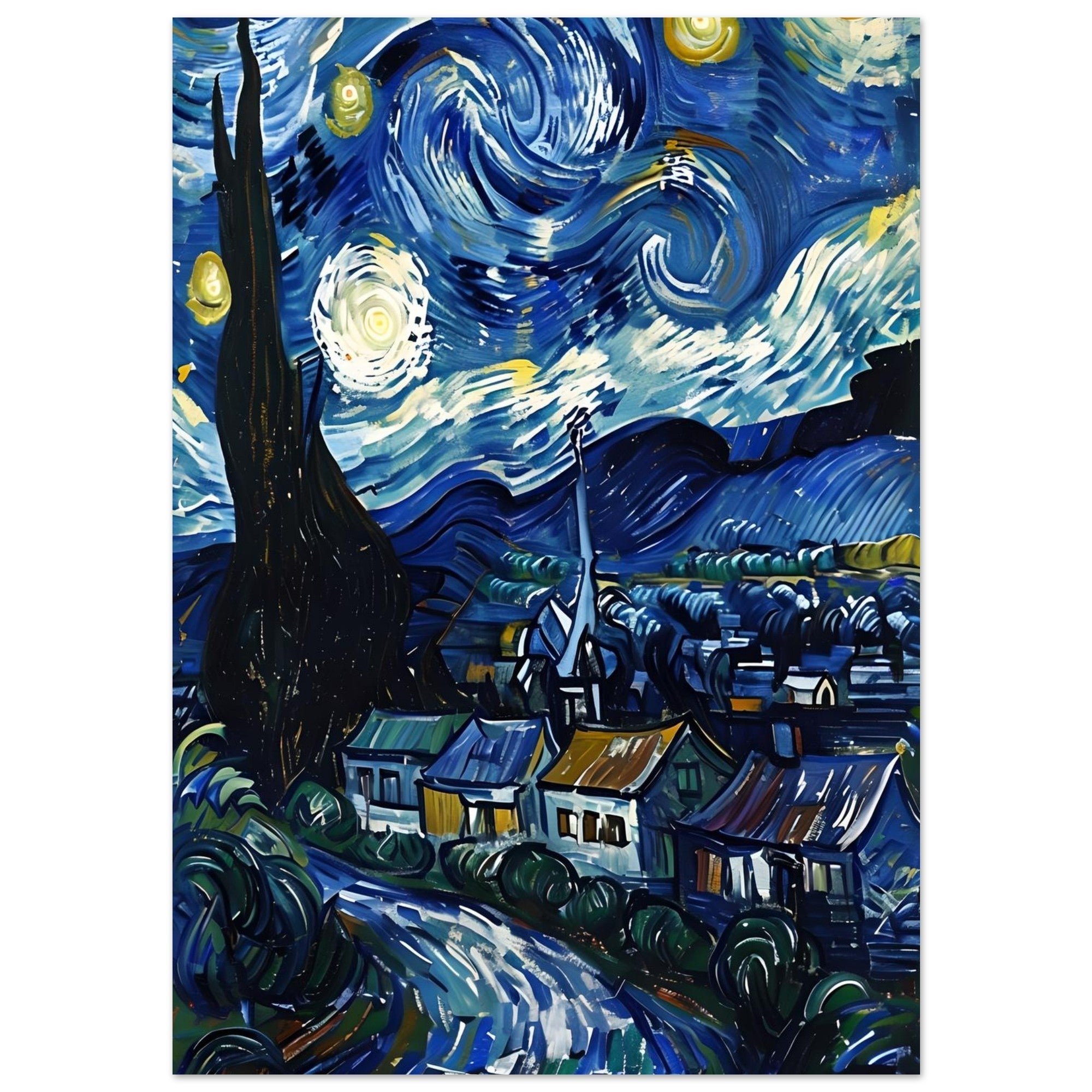 Starry Night Inspired Fine Art Print | Van Gogh Masterpiece Reproduction Poster | Classic Wall Decor