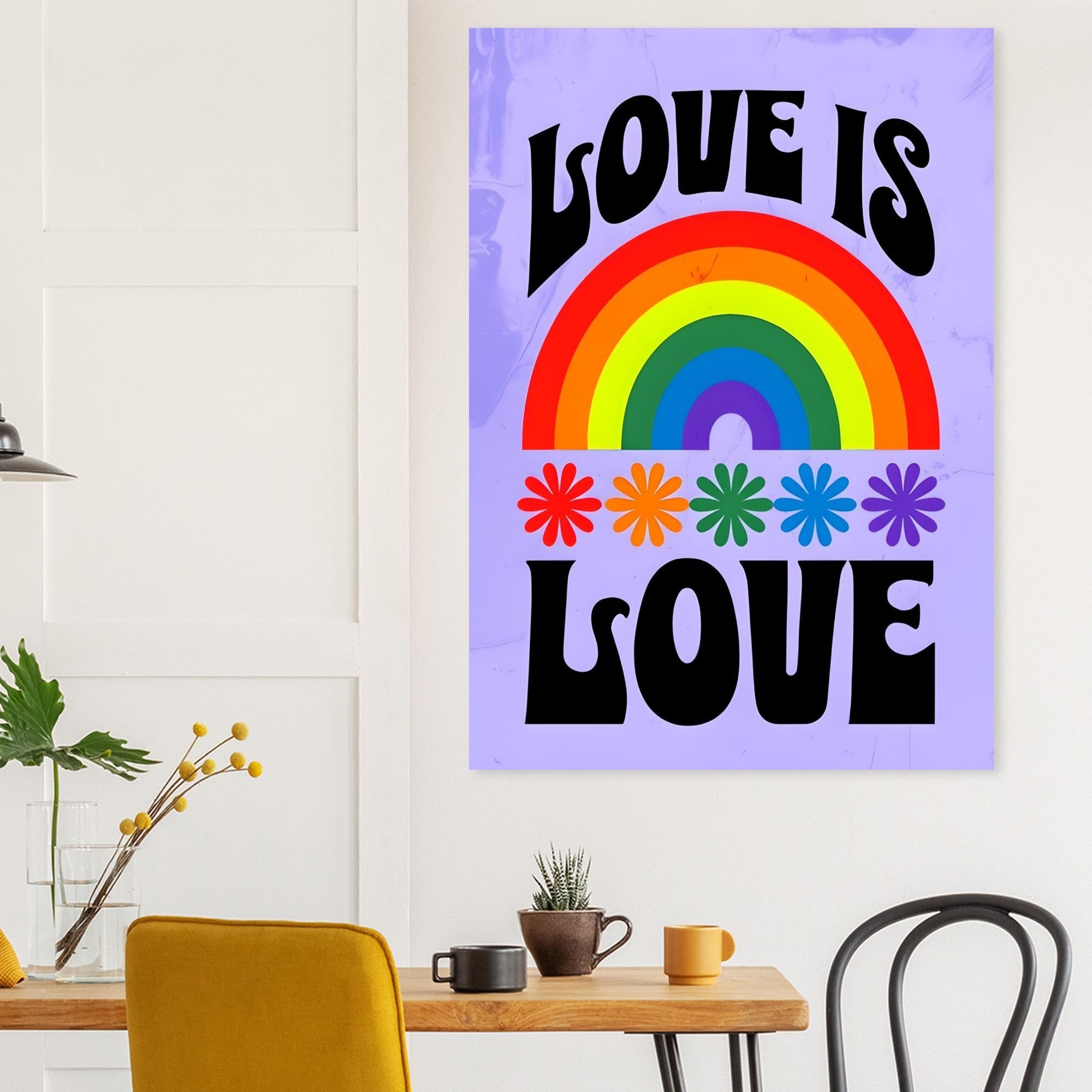 Love Is Love Rainbow Wall Art – Retro Pride Poster, 70s Style LGBTQ+ Equality Print
