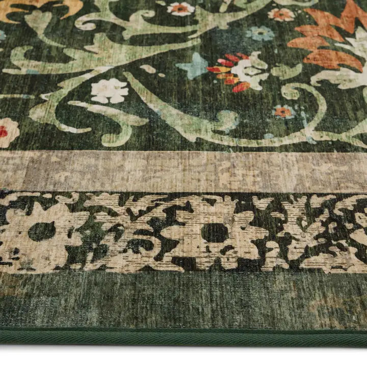 Rug Eco-Washable Country Paisley Green