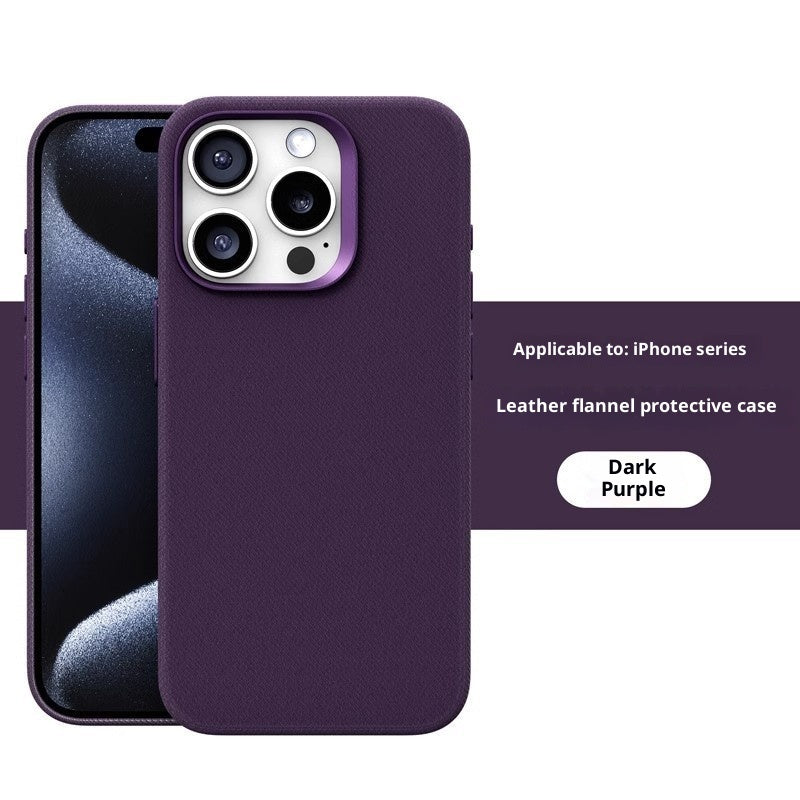 Leather Flannel Fabric Magnetic Phone Case