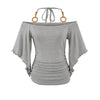 Women's Retro Off-the-Shoulder Beaded Halter Neck Top