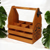 WOODEN 6 BOTTLE HOLDER WITH METAL OPENER