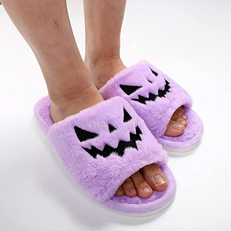 Halloween shoes winter cute warm home slippers women