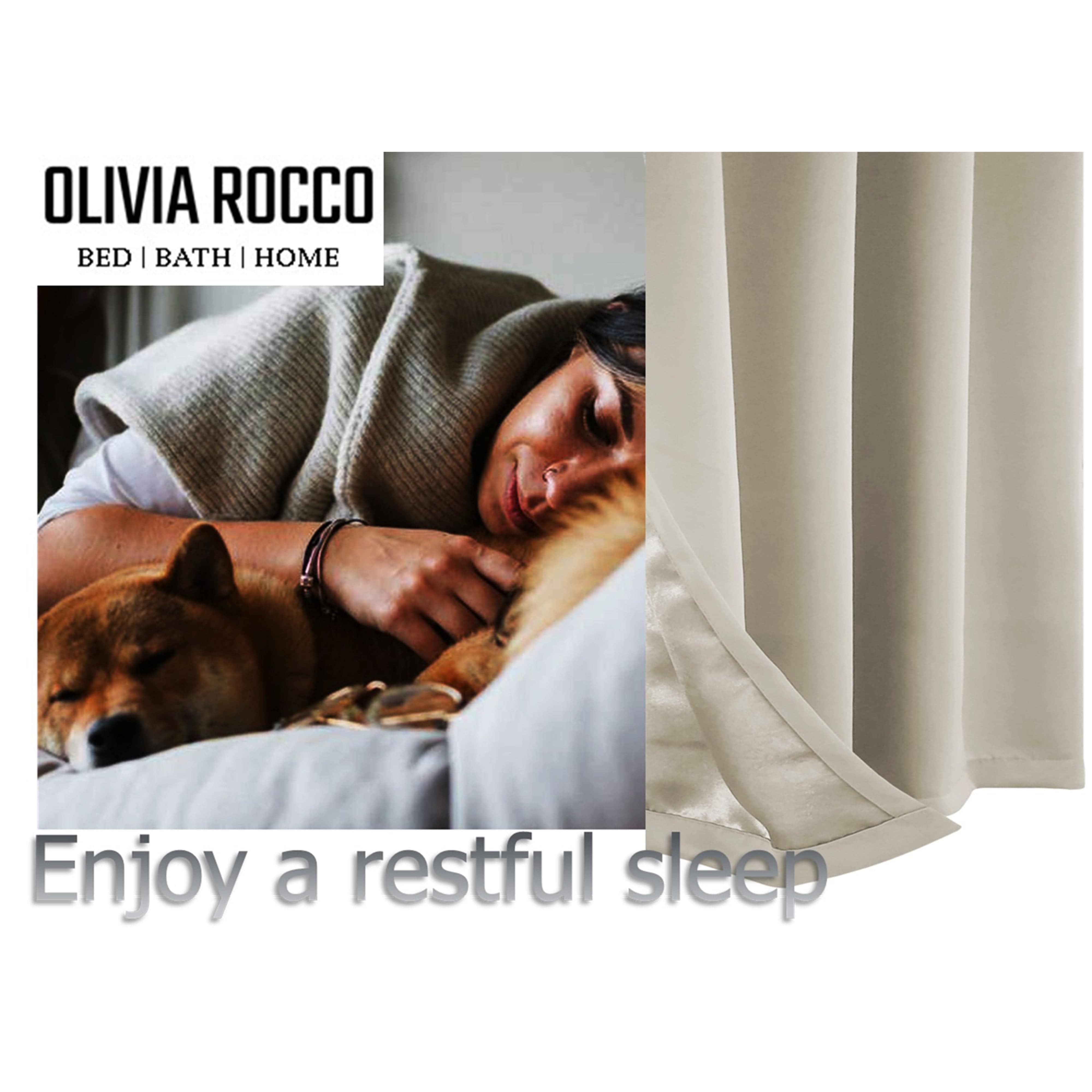 OLIVIA ROCCO Diamante Natural Blackout Eyelet Curtains With Tie Backs Thermal Ring Top Window Dressings For Living Room And Bedroom