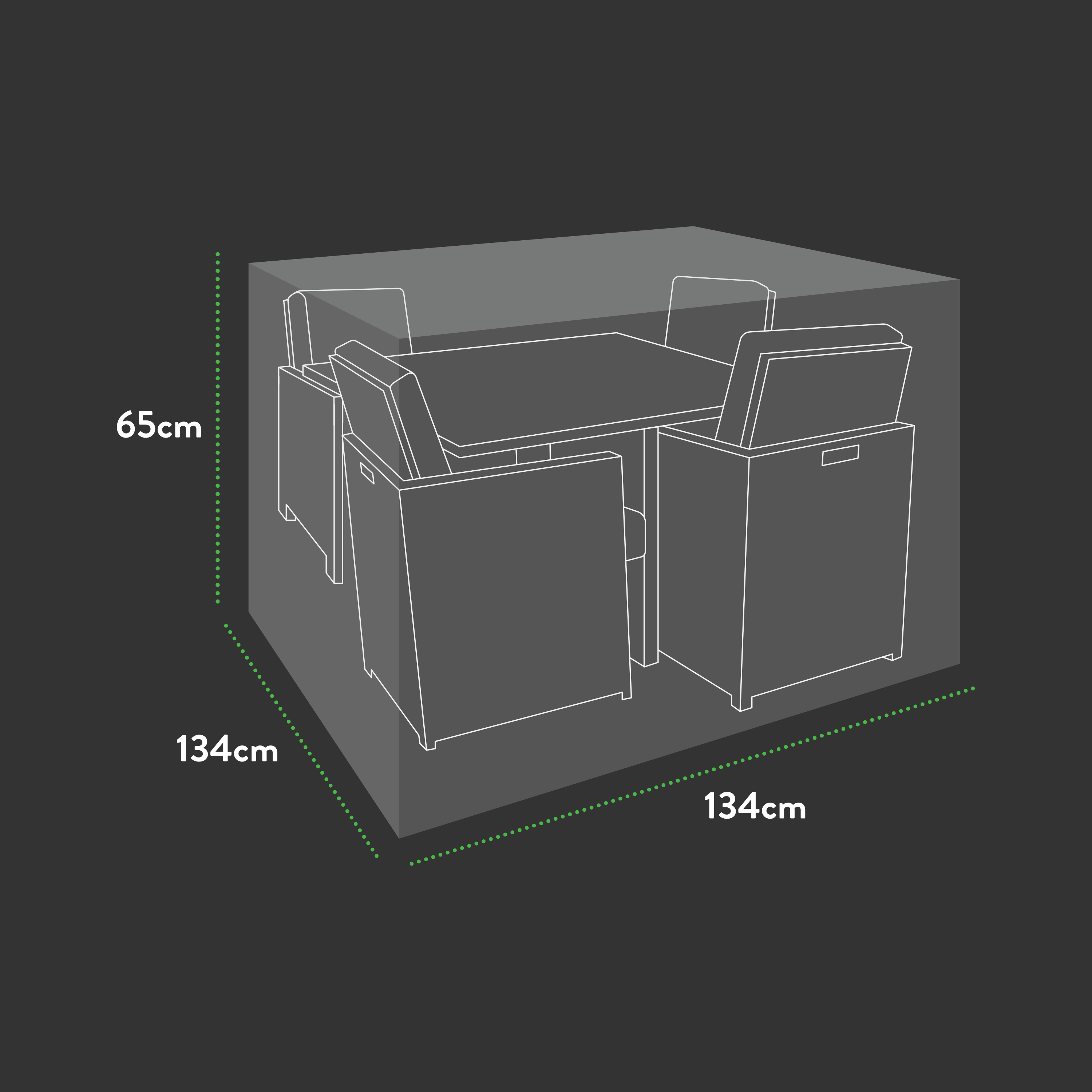 Premium Modular 4 Seater Cube Set Cover XL - 134 X 134 X 65 H