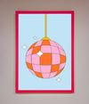 Disco Ball Pink Framed Poster - Zestio