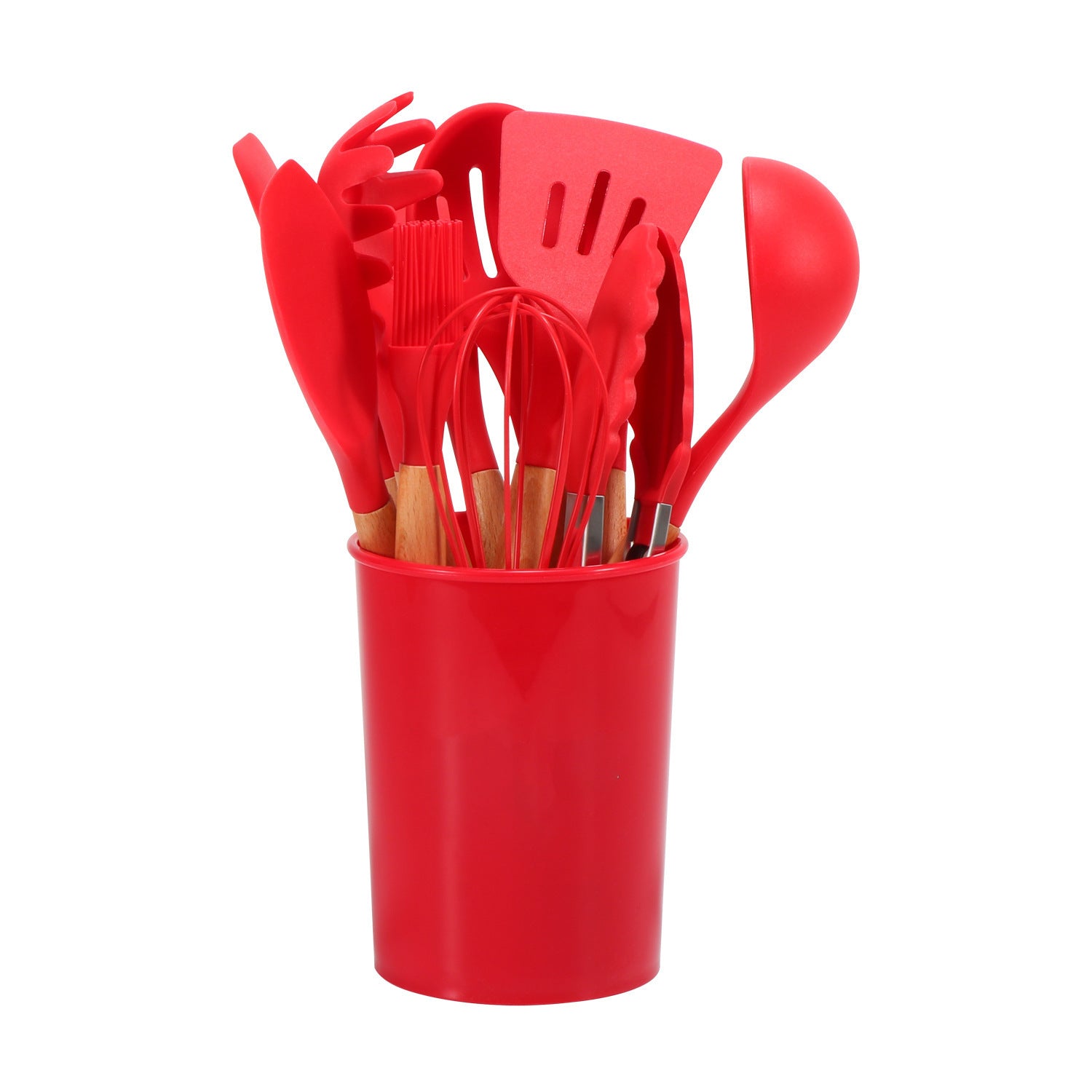 12-piece Non-stick Cooking Wooden Handle Silicone Kitchenware Set