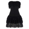 Ruffle-neck Off-shoulder Elegant Socialite Party High-waisted A-line Skirt