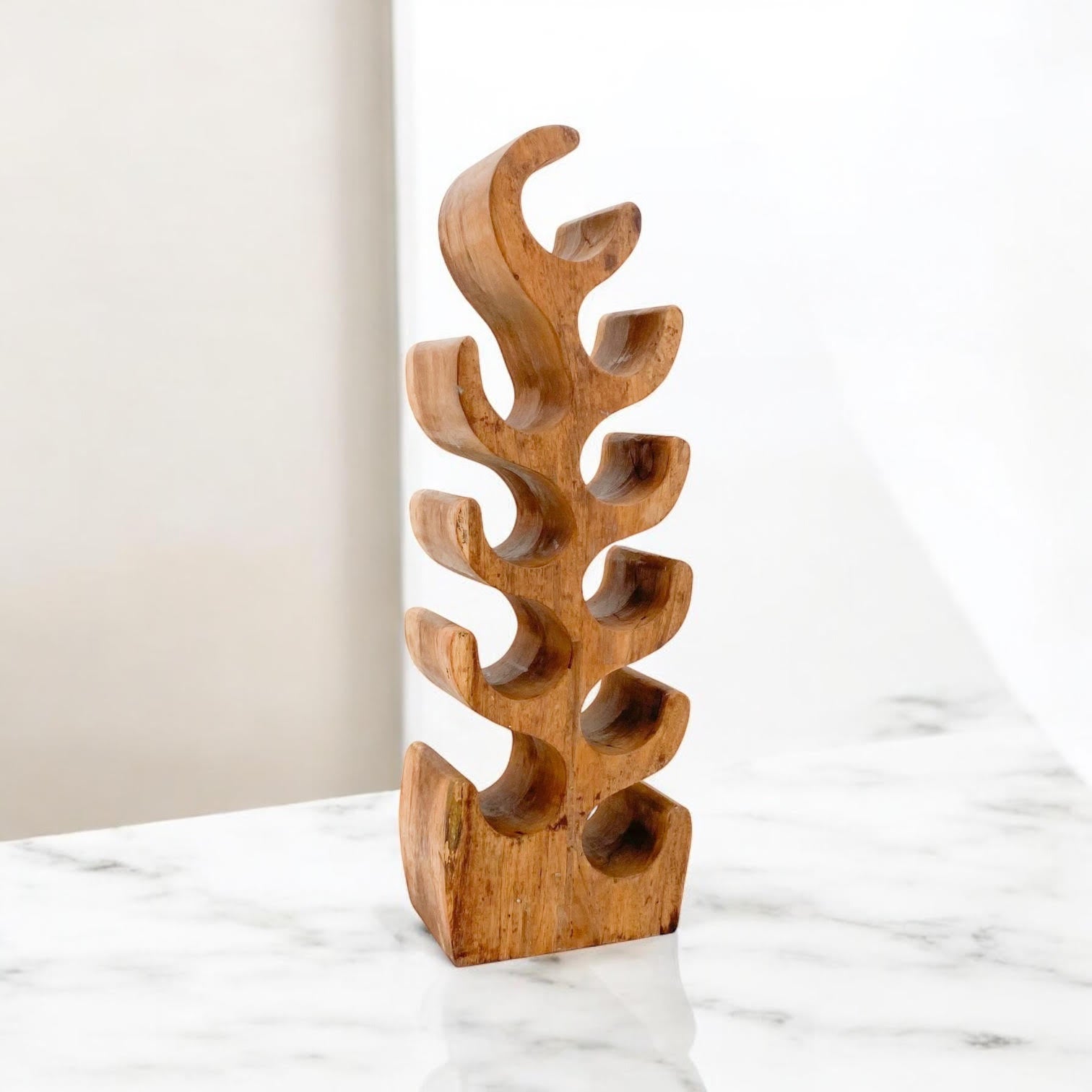 10 Bottle Hand Carved Wine Rack - L15 x W25 x H70 cm
