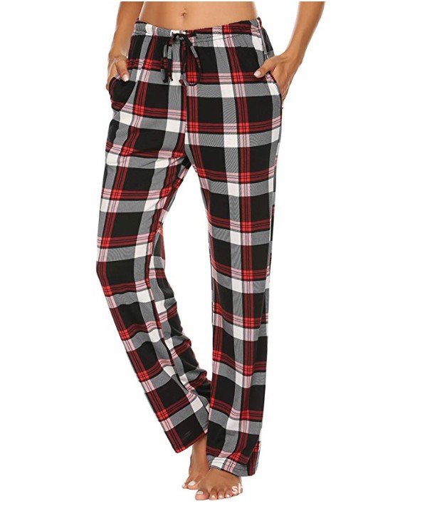 Women's Stretch Plaid Casual Pants With Pockets