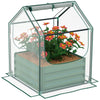Outsunny Raised Garden Bed Planter Box with Greenhouse, Clear and Green