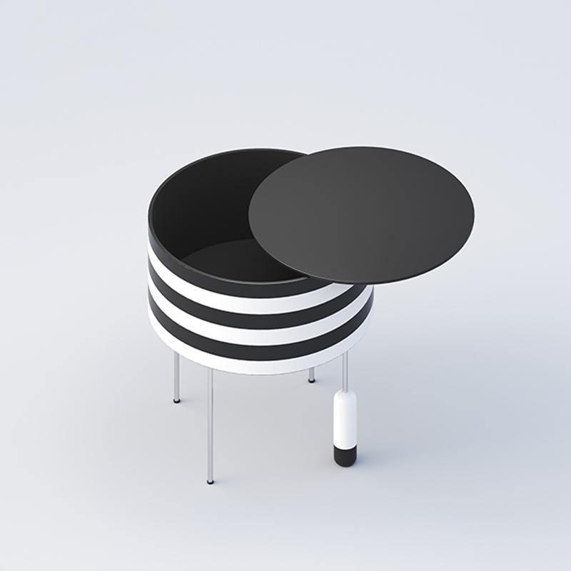 Ebro Side Table, Black And White