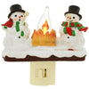 Snowman & Campfire Night Light - Handcrafted Resin Winter Ornament with LED Glow