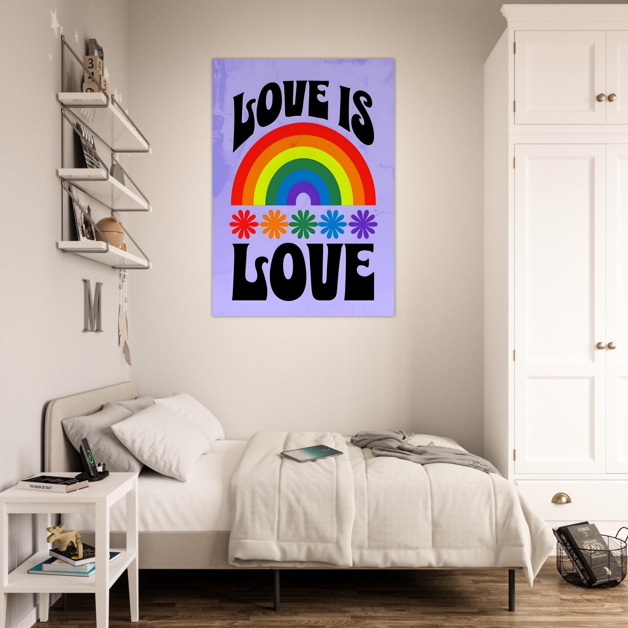 Love Is Love Rainbow Wall Art – Retro Pride Poster, 70s Style LGBTQ+ Equality Print