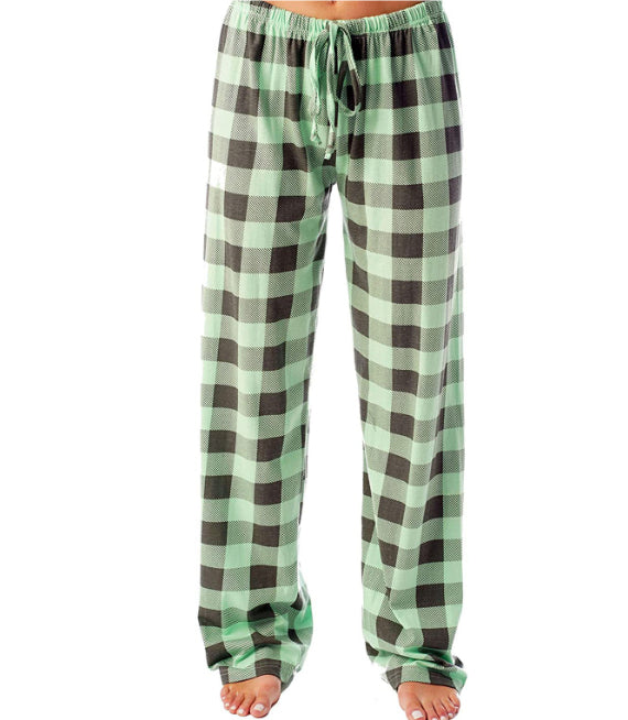 Women's Stretch Plaid Casual Pants With Pockets