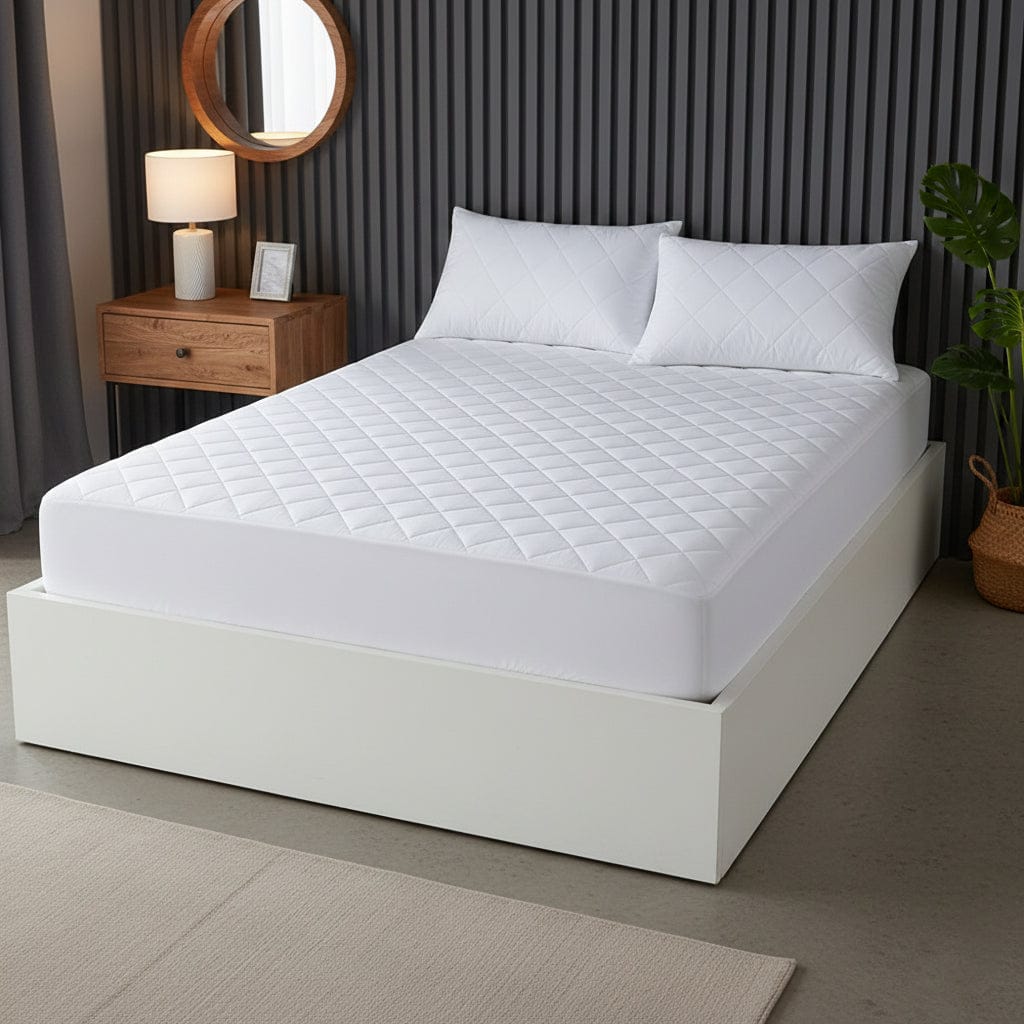 OLIVIA ROCCO Egyptian Cotton Quilted Waterproof Mattress Protector Extra Deep Hypoallergenic Breathable All Sizes Classic White