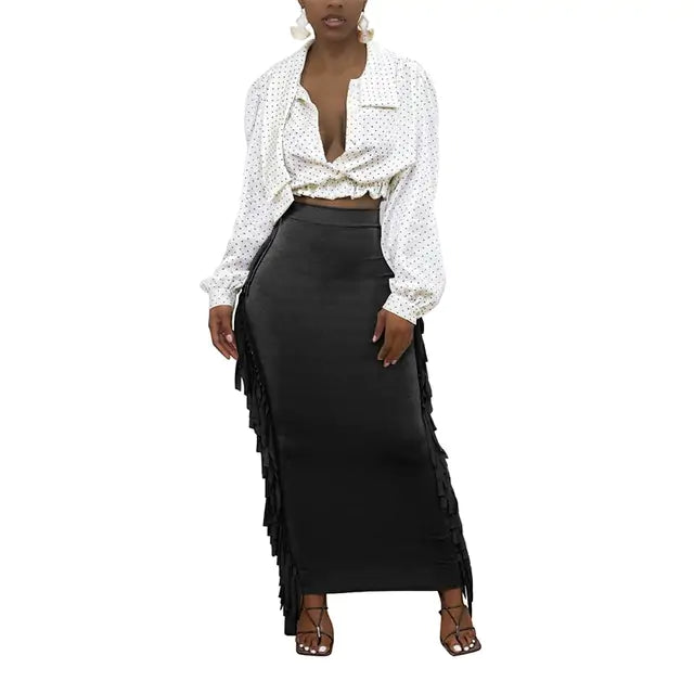 Elegant Women's Tassel Maxi Skirt - Lightweight Bohemian Style for Day or Night