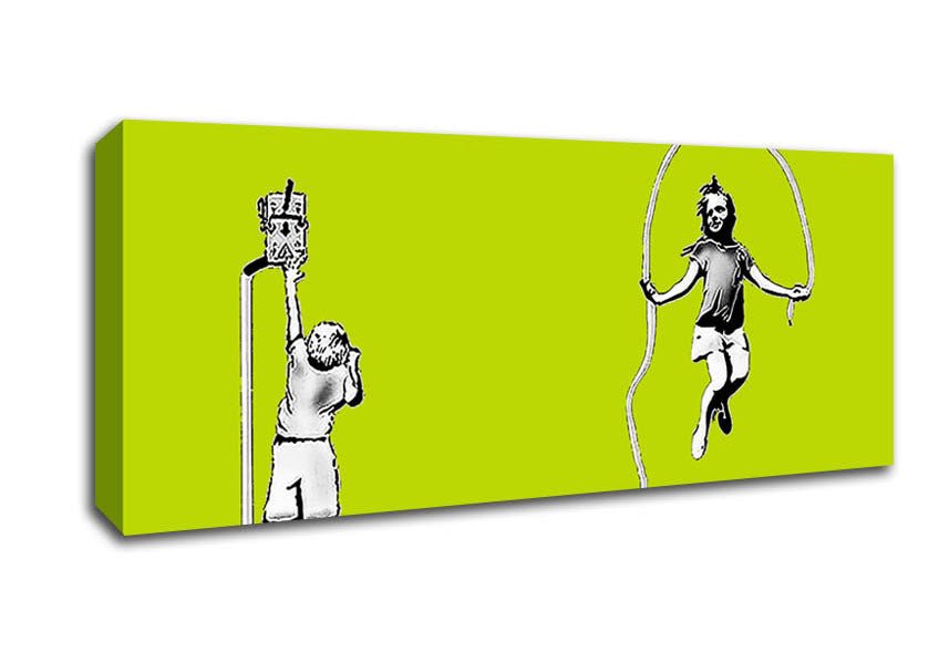 Electric Skipping Rope Lime Green Canvas Wall Art - Zestio