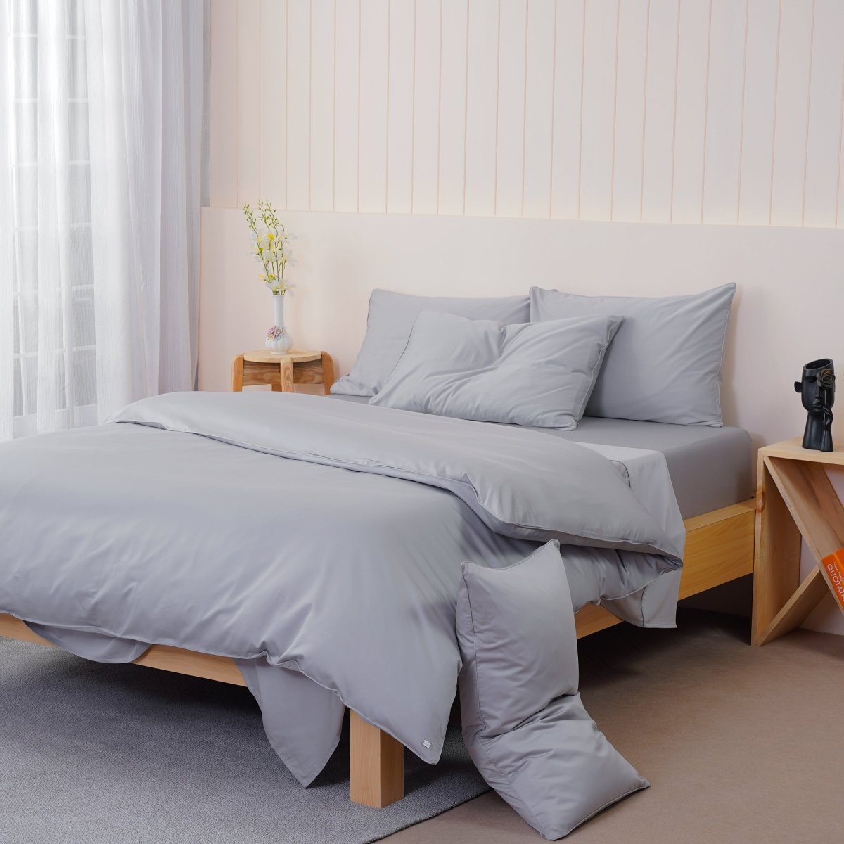 Ella Cotton - Dove Grey Pillowcases Pair - Zestio