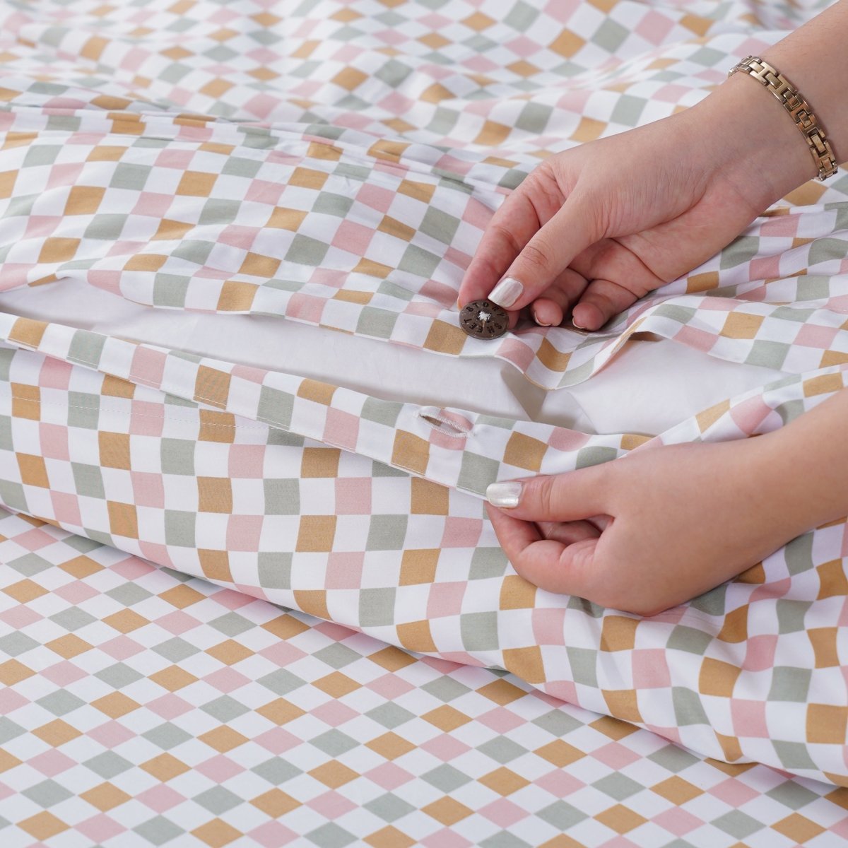 Ella Cotton - Gems Checkerboard Duvet Cover - Zestio