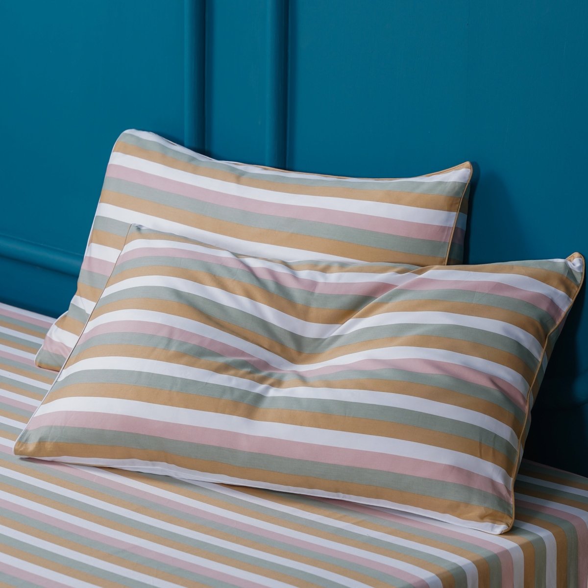 Ella Cotton - Serene Striped Duvet Cover, Fitted Sheet & Pillowcases Set