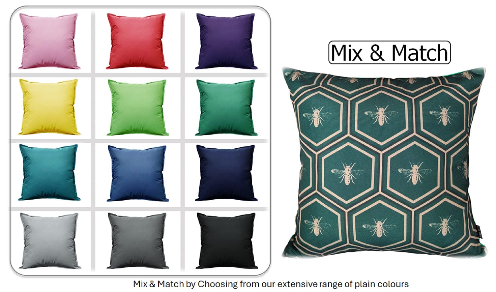 OLIVIA ROCCO Emerald Bees Waterproof Cushion Covers 43 x 43 cm Reversible Breathable Indoor Outdoor Decor For Patio Garden Sofa Bed Chair