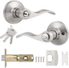 Exterior Door Handle Lock Satin Nickel Keyed Entry Wave Style Probrico