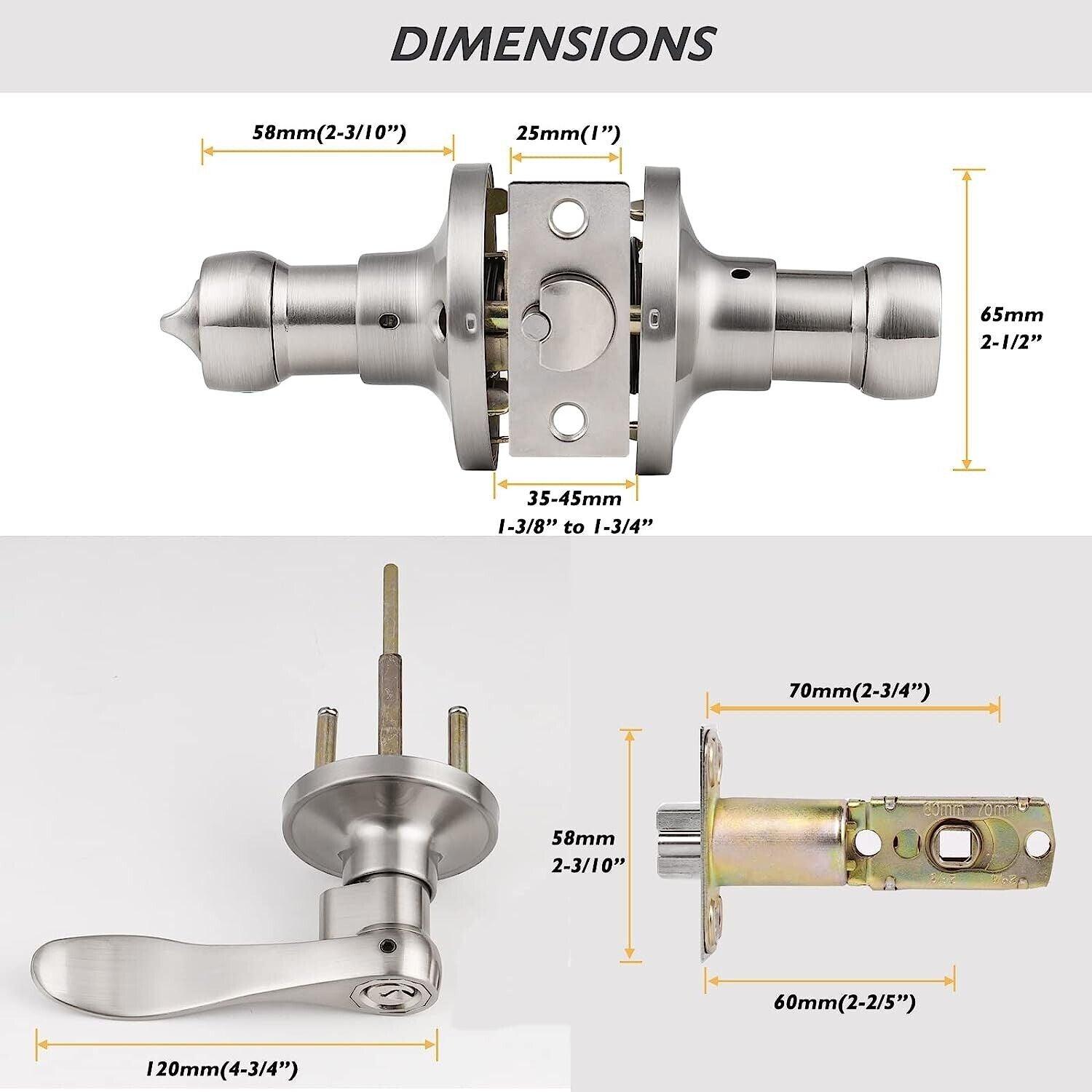 Exterior Door Handle Lock Satin Nickel Keyed Entry Wave Style Probrico