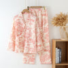 Pure Cotton Gauze Lace-up Long Sleeve Trousers Elegant Cotton Homewear Suit