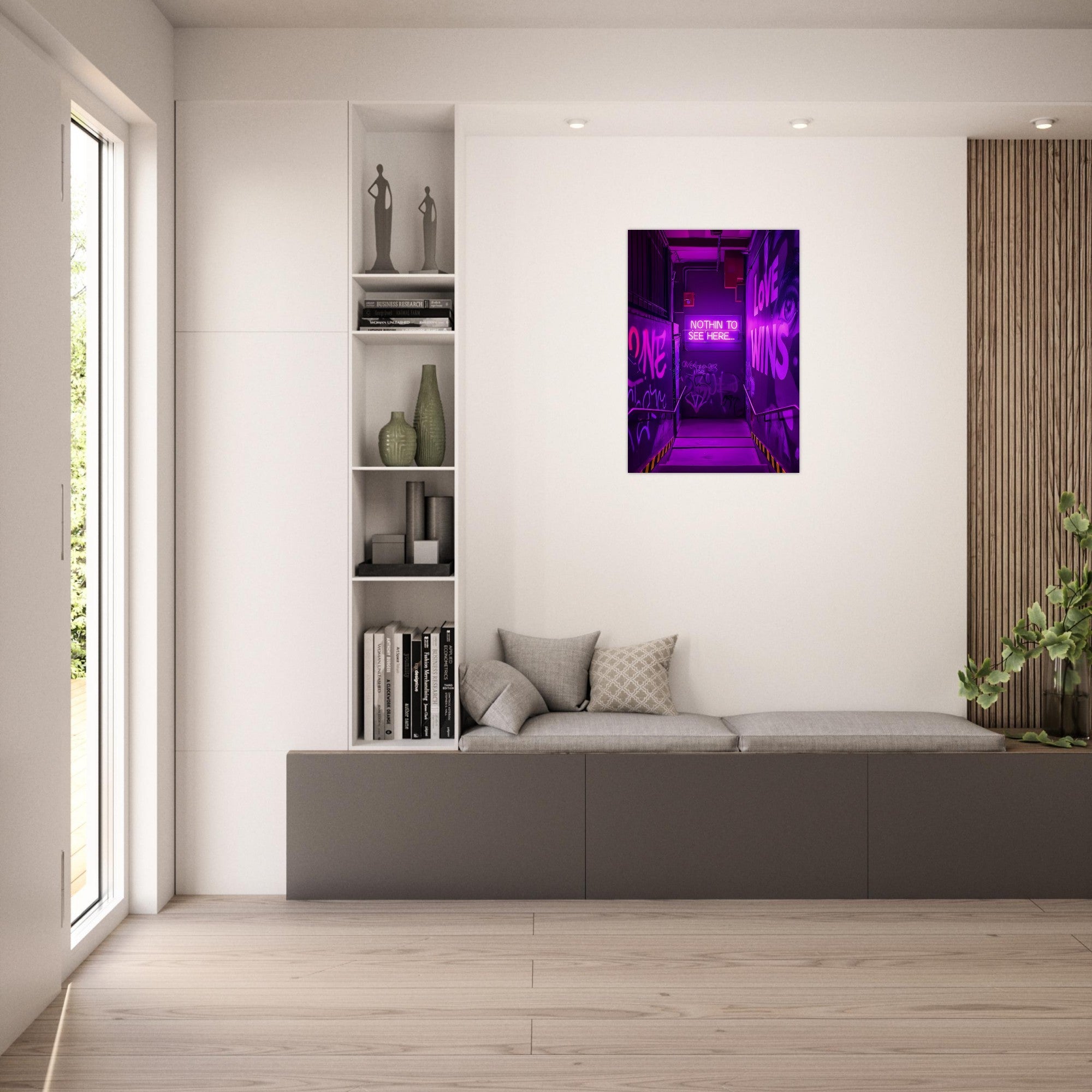 Neon Alleyway Graffiti Art Poster - Bold Urban Wall Art for Modern Spaces