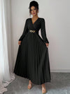 Women's Solid-color Casual Chic V-neck Dress