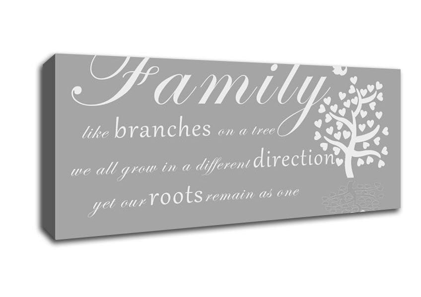 Family Quote Family Like Branches On A Tree Grey White Canvas Wall Art - Zestio