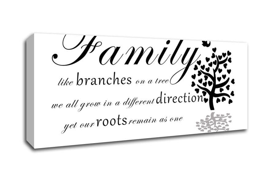 Family Quote Family Like Branches On A Tree White Canvas Wall Art - Zestio