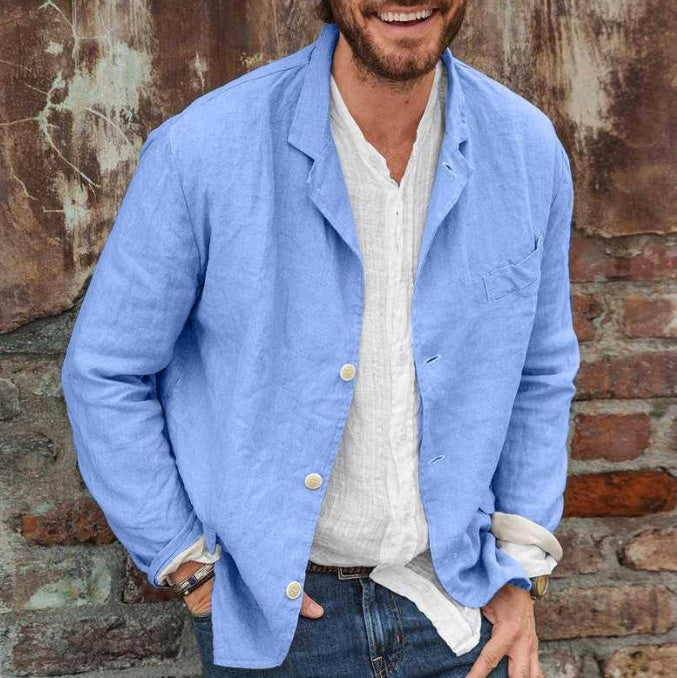 Men's Long-sleeved Shirts Versatile Casual Loose Jacket Top