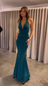 Elegant Halterneck Backless Maxi Dress - Strappy Evening Gown for Weddings & Parties