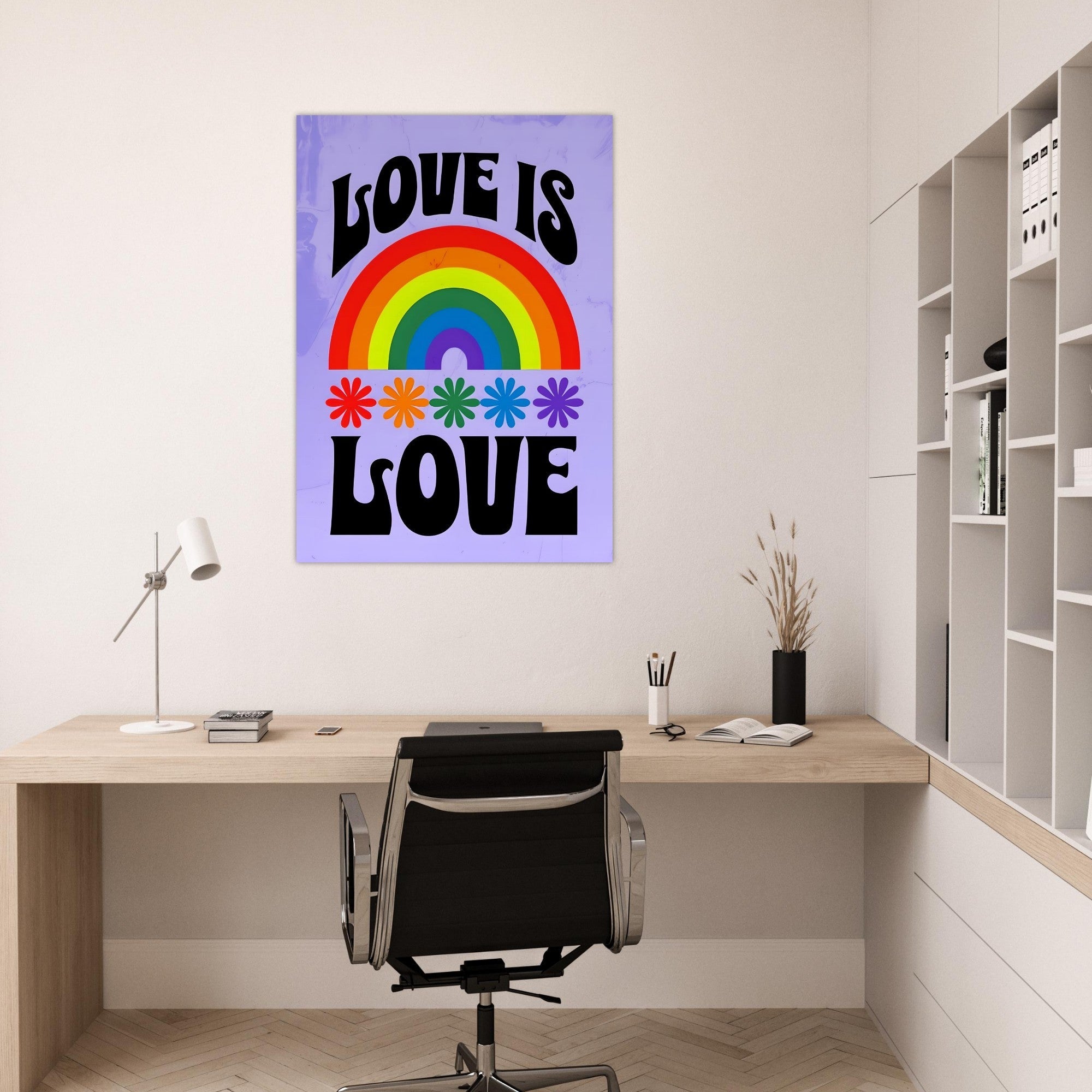 Love Is Love Rainbow Wall Art – Retro Pride Poster, 70s Style LGBTQ+ Equality Print