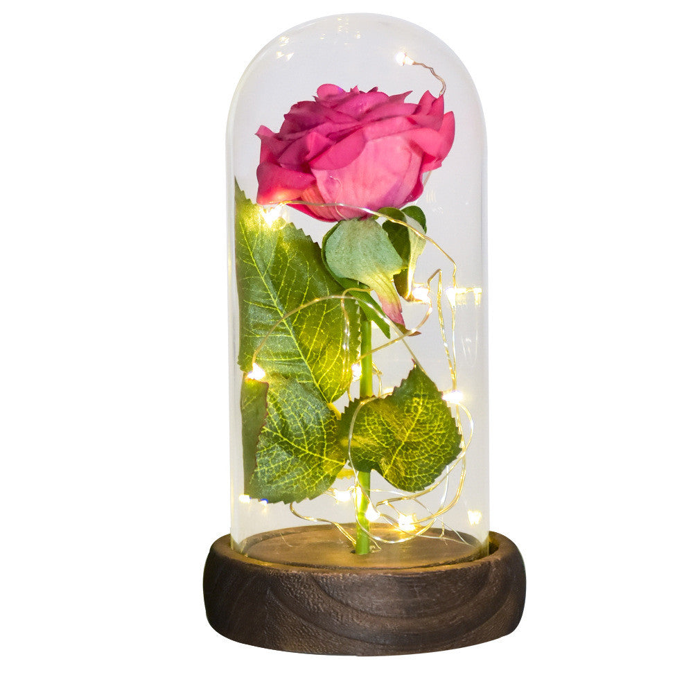 520 Valentine's Day Gift Eternal Life Emulational Rose Flower Glass Cover DIY