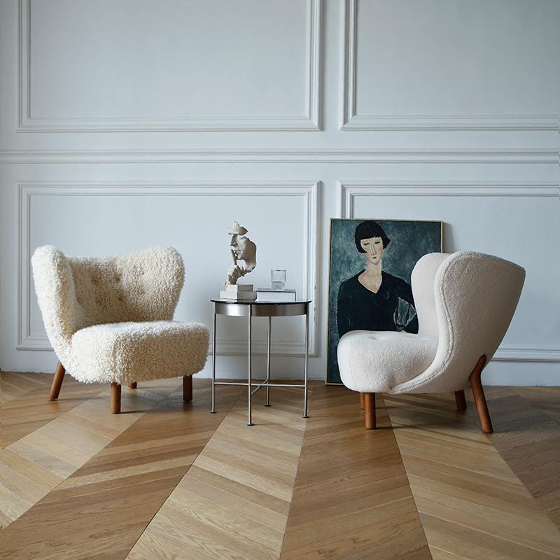 Fitz Lounge Chair, Long Hair, White