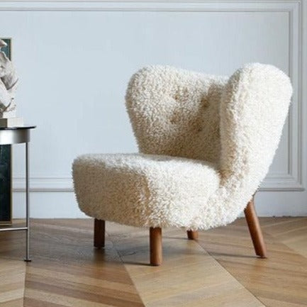 Fitz Lounge Chair, Long Hair, White