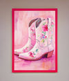 Floral Cowboy Boots Framed Poster - Zestio