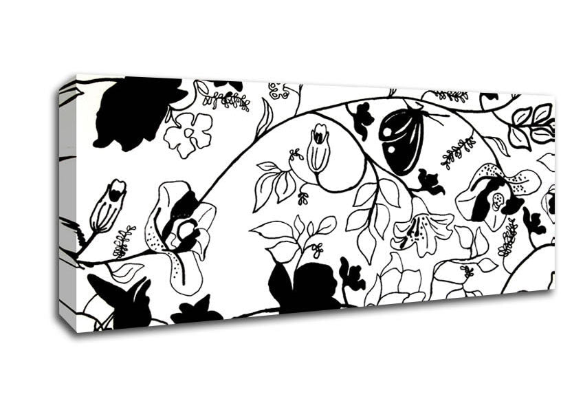 Floral Desire Black On White Canvas Wall Art - Zestio