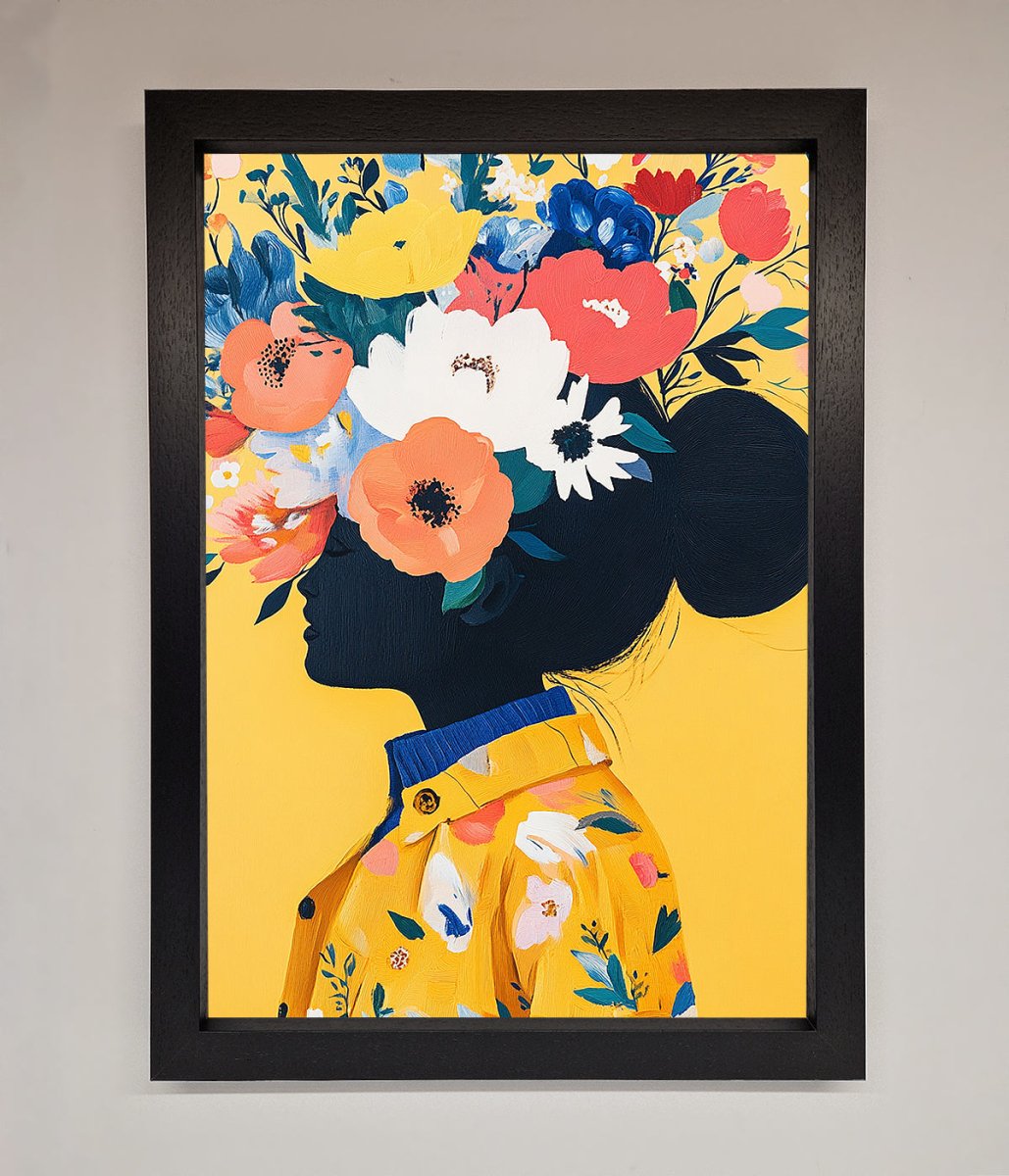 Floral Explosion Yellow Framed Print - Zestio