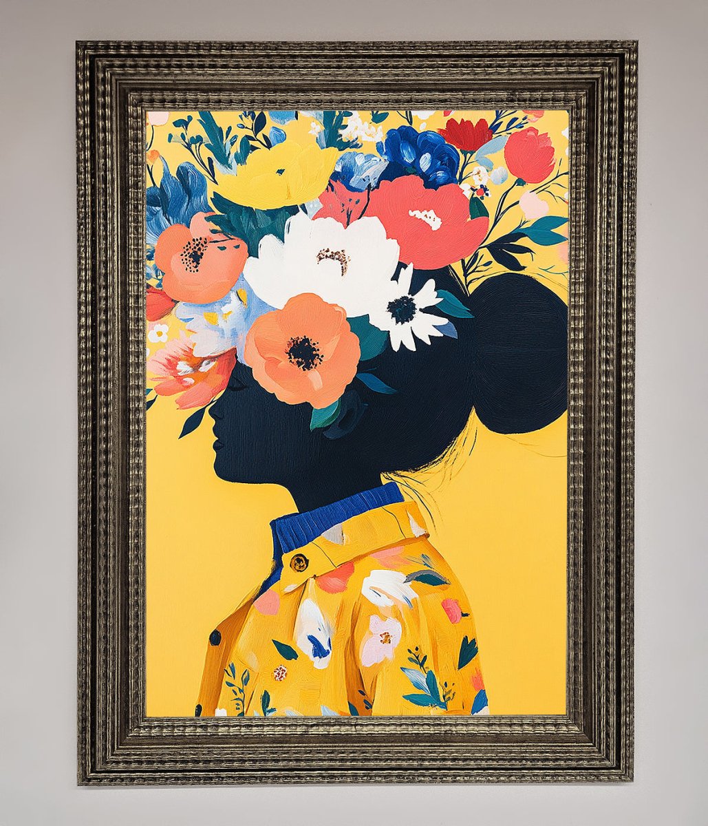 Floral Explosion Yellow Framed Print - Zestio